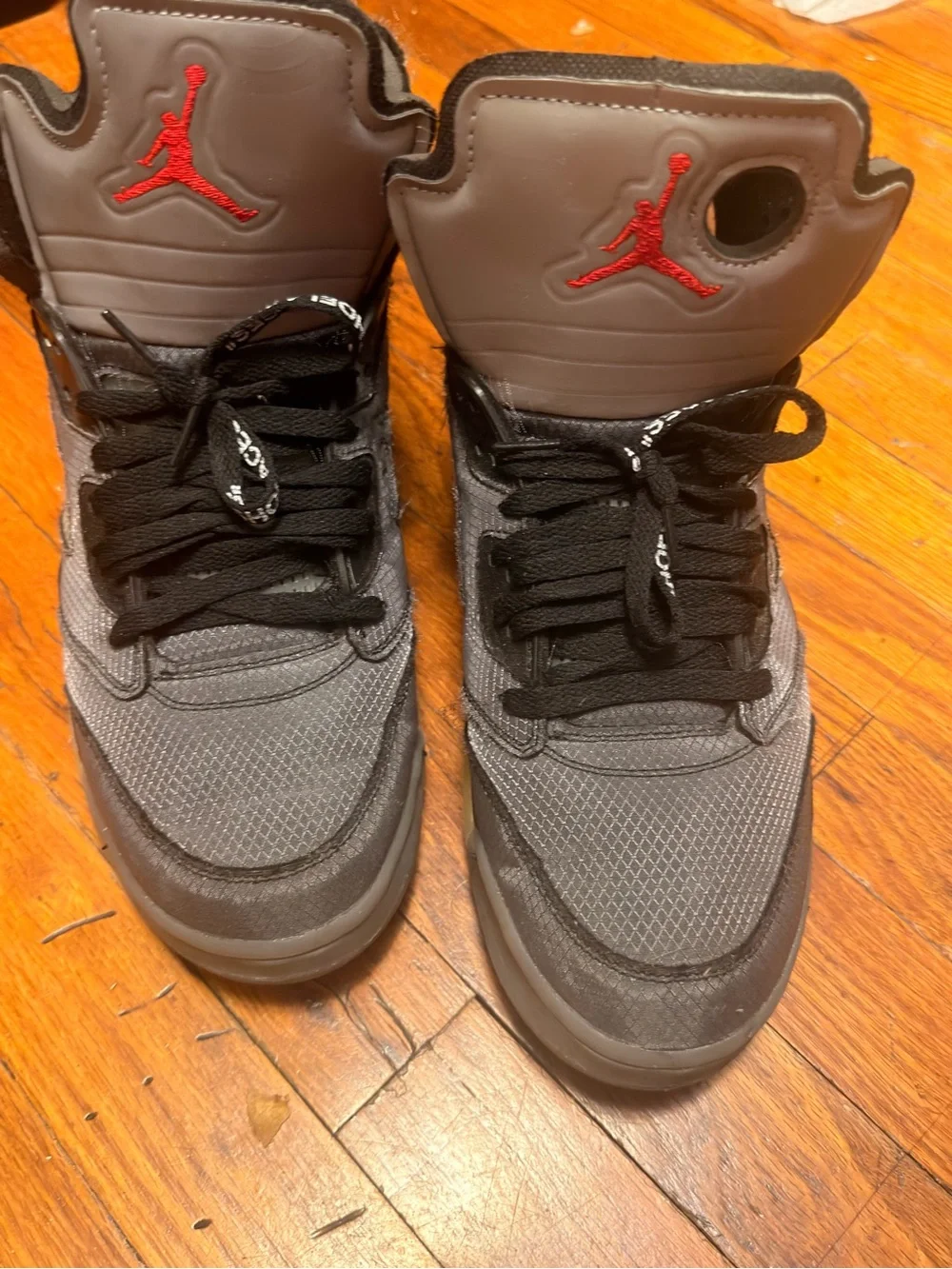 Jordan Men's Black and Silver High-Top Sneakers